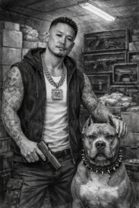 O.G. Demon of the novel Street Ohana standing in one of his storage units in Stockton