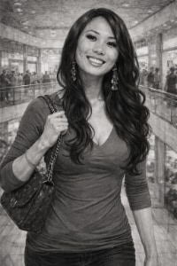 Kitty of the novel Street Ohana standing in a mall in Las Vegas