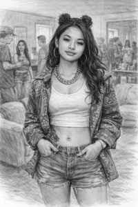 Shorty of the novel Street Ohana standing in house party in Las Vegas